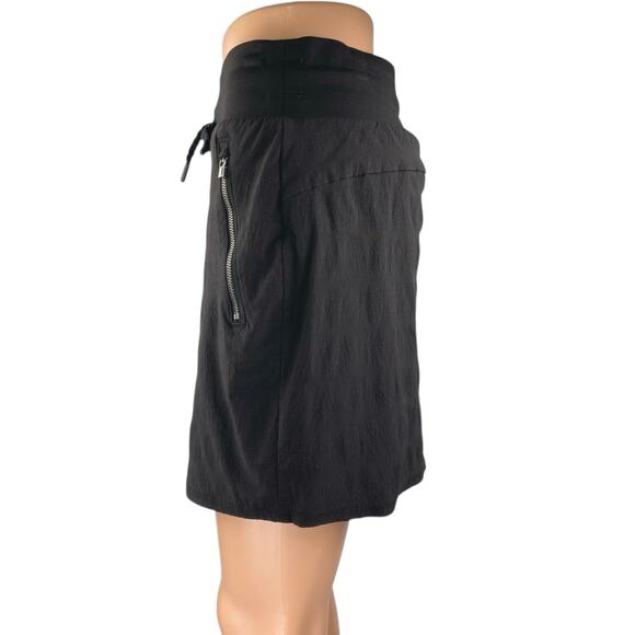 Athleta Women's Black High Waist Drawstring Mini Straight Pencil Skirt Skort 2 - Picture 2 of 4